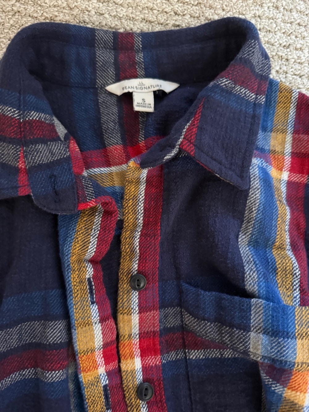 LL Bean Signature Plaid Button-Up Shirt - Navy, Red, Mustard, Blue